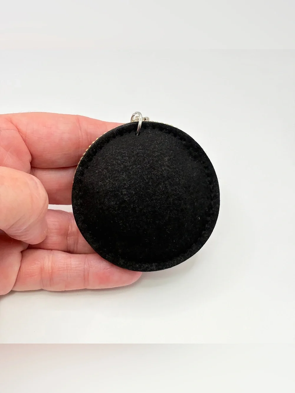 Crystal Monogram Black Round Keychain